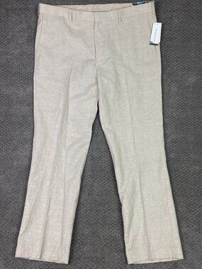 Cubavera Linen Pants Men's 40 x 32 Khaki Linen Blend Chino Lightweight Travel